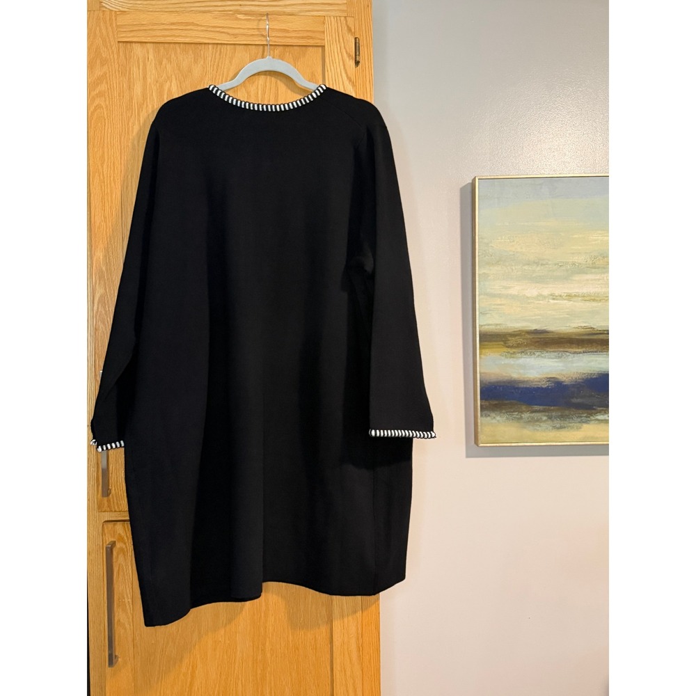 Magaschoni Woman Black Ivory Whipstitch Trim Open Front Cardigan Sweater 2X NWT - Picture 4 of 4